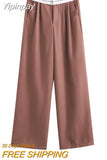 Yipinpay 2023 Fashion Y2k Women's Pants Summer Wide Leg Pants Female Casual Loose Low Waist Trousers Ladies Chic Folds Pant