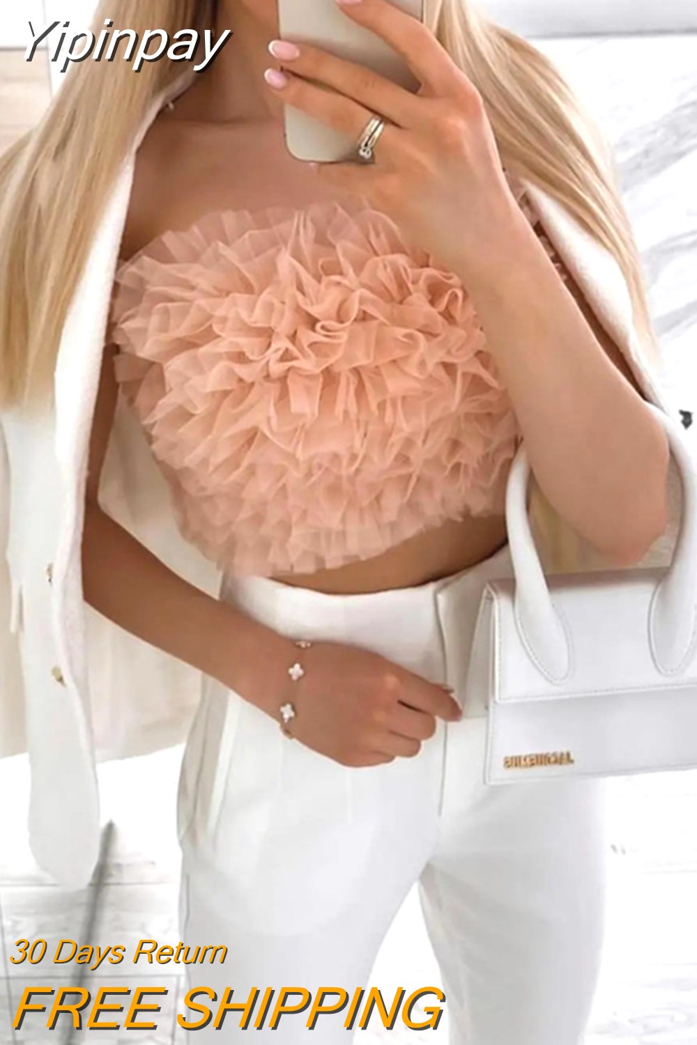 Yipinpay Pink Mesh Crop Top Women Tulle Off Shoulder Top Female Summer Sexy Tube Tops Y2k Streetwear Sleeveless Top Bustiers Corsets