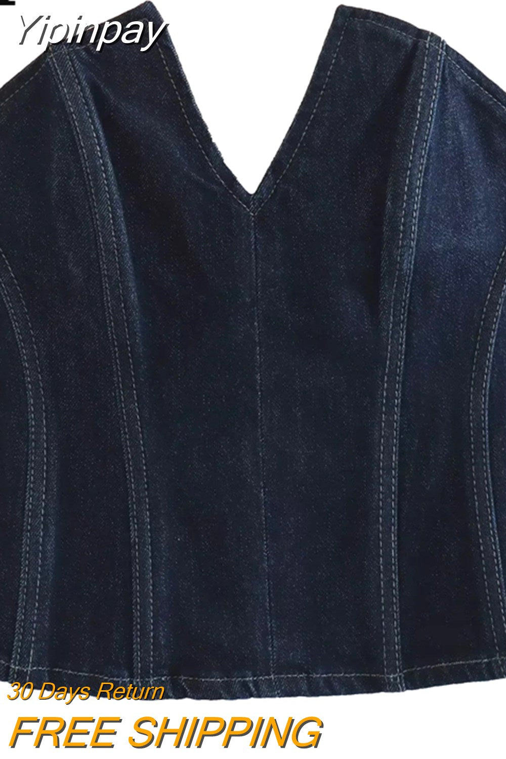 Yipinpay 2023 Denim Corset Top Female Summer Off Shoulder Tops For Women Blue Sleeveless Backless Bustier Top Woman Slit Sexy Tops