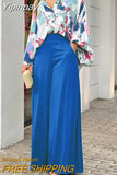 Yipinpay 2023 Summer Loose Large Size Casual Printed Shirt Top Wide Leg Pants Two Piece Set Female Suit Fashion Outfits