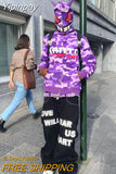 Yipinpay New Y2K Hoodie Hip Hop Camouflage Print Oversized Zipper Hooded Sweatshirt Harajuku Street Punk Rock Jacket Tops Streetwear