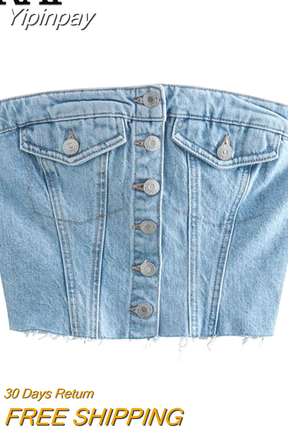 Yipinpay Blue Denim Crop Top Women Off Shoulder Corset Top Female Women's Tube Tops Streetwear Y2k Tops Woman Sexy Summer Tops