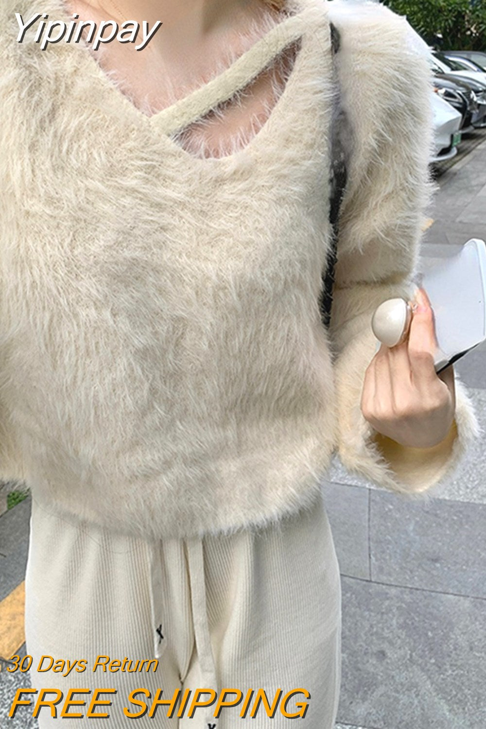 Yipinpay Sweater Clothing Slim Pure Color Long Sleeve Pullover Woman Casual Y2k Crop Tops Korean Fashion Office Lady 2023 Winter