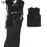 Yipinpay 2023 Winter Women Faux Fur-effect Vest Thicked Warm Single Breasted Sleeveless Jacket Coat Ladies Solid Vest Outwear Tops