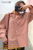 Yipinpay 2023 Spring Autumn Women Shirts White Plain Loose Oversized Blouses Female Tops Loose BF Korean Style Blusas Pockets