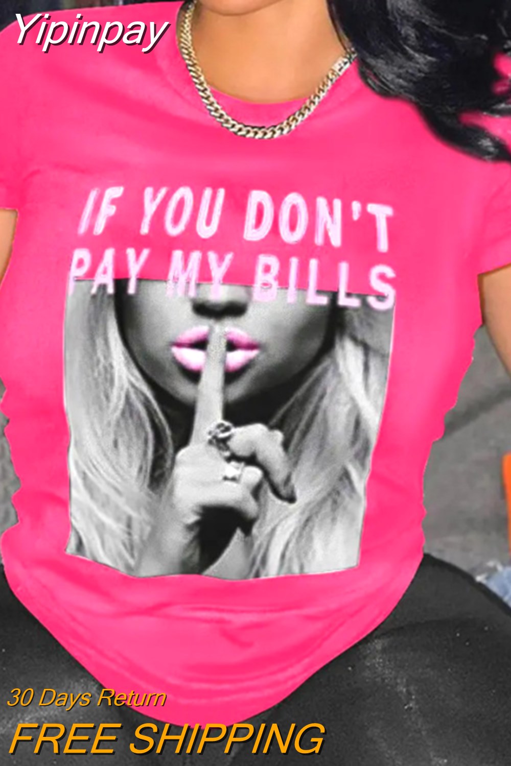 Yipinpay Woman Summer 2023 Women Clothing Printed Crew Neck T-Shirt Female Tops New Casual Short Sleeve