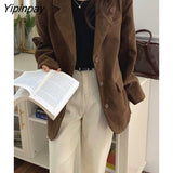 Yipinpay Casual Cordury Suit Women Winter Oversized Single Breasted Blazer Classic Office Coat Ladies Jancket Female Outwear