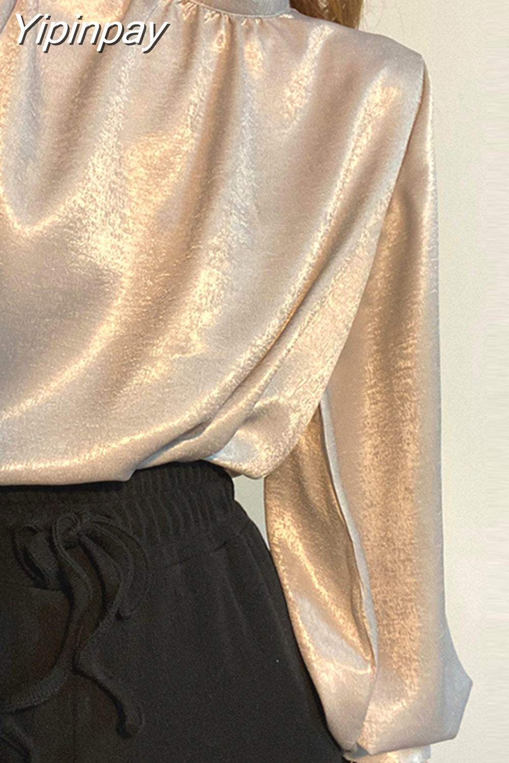 Yipinpay Blouse Long Lantern Sleeve Office Chic Ladies Shirt White Korean Fashion Clothing Black Spring Blouses Women Top Chemise