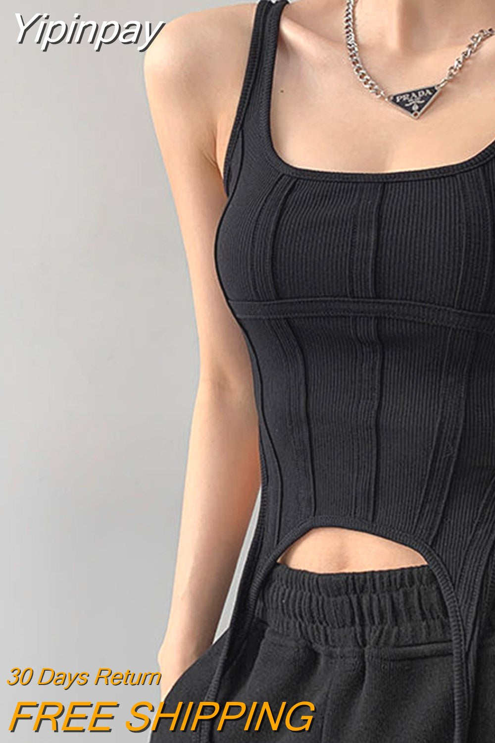 Yipinpay Irregular Hook White Tank Top Women Summer New Chic Square Collar Sleeveless Tops Vest Outwear