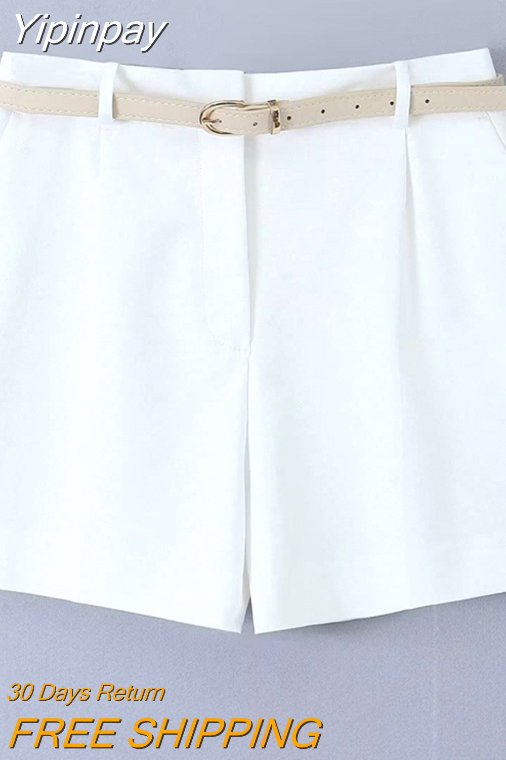 Yipinpay 2023 Fashion Women's Shorts Summer Female Chic Casual Mini Short with Belt Ladies High Waist Folds Skirts Shorts New In