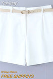 Yipinpay 2023 Fashion Women's Shorts Summer Female Chic Casual Mini Short with Belt Ladies High Waist Folds Skirts Shorts New In