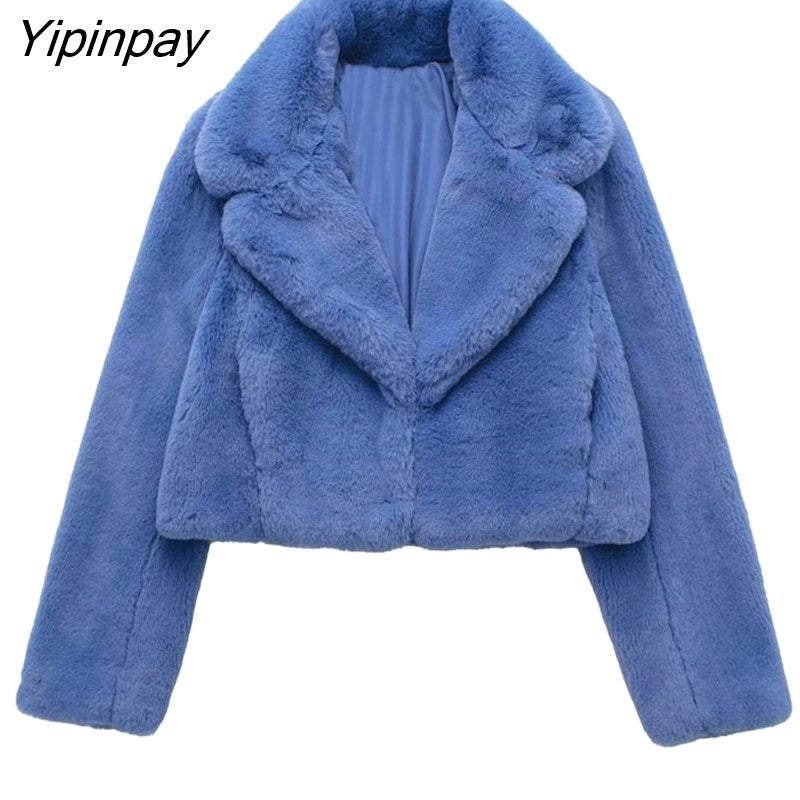 Yipinpay Newest Faux Fur Coat 2023 Fleece Cardigan Jacket Female Winter Thicken Coat Women Overcoat Casual Warm Plush Mujer Chaqueta