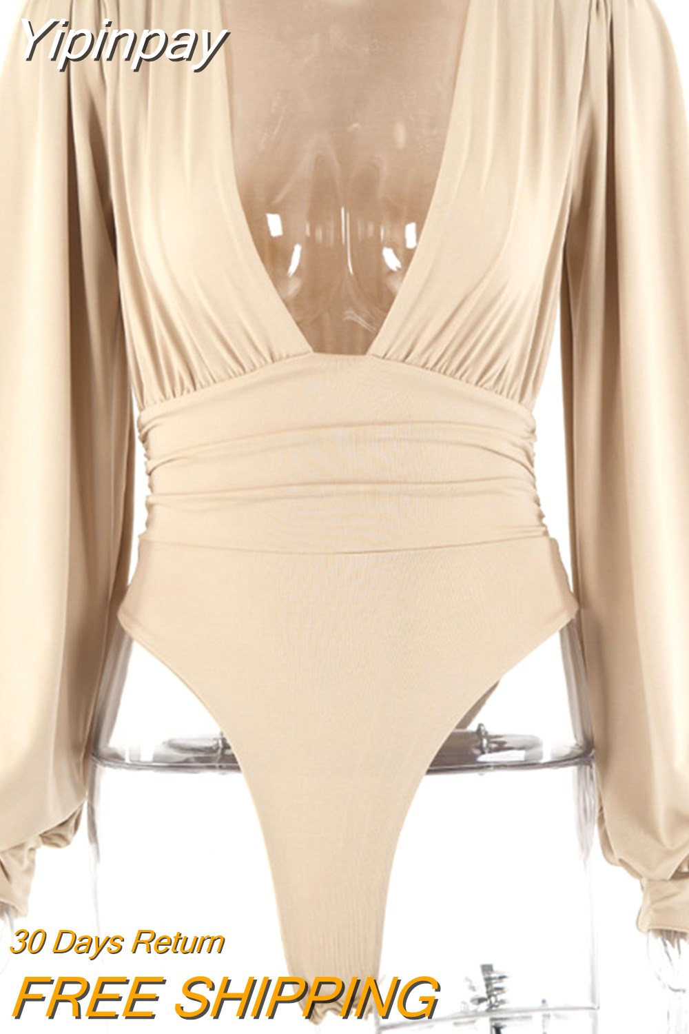 Yipinpay Black V Neck Sexy Bodysuit Women Puff Sleeve Bodycon Short Jumpsuit Body Femme Summer Casual Party Bodysuits Body Tops