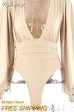 Yipinpay Black V Neck Sexy Bodysuit Women Puff Sleeve Bodycon Short Jumpsuit Body Femme Summer Casual Party Bodysuits Body Tops