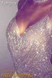 Yipinpay Halter Handmade Shiny Rhinestones Crop Top Backless Summer Beach Chic Party Bralette Cropped Sexy Women Tank Top