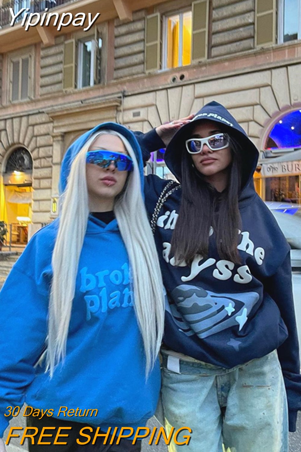 Yipinpay Street Popular Gothic Foaming 3D Print Hoodies Women Y2K New Harajuku Hip Hop Sweatshirt Unisex Casual Loose Hoodie Top