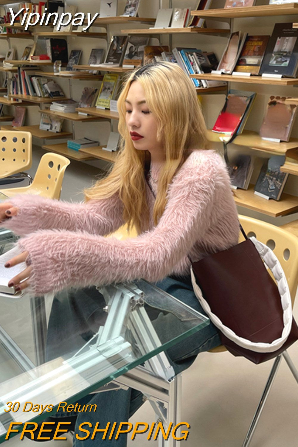 Yipinpay Crop Tops Woman Casual Knitted Sweater 2023 Autumn Long Sleeve Pure Color Pullover Elegant Korean Fashion Clothing Female