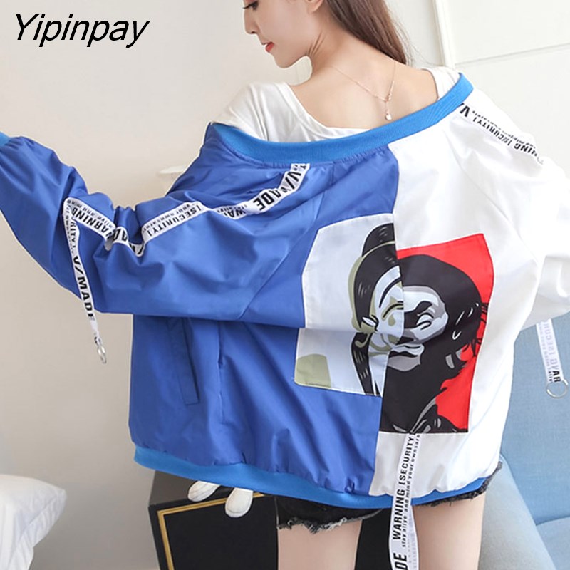 Yipinpay Women 2023 New Women's Basic Jacket Fashion Thin Girl Windbreaker Outwear Bomber Female Baseball Women Men Coat