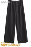 Yipinpay 2023 Fashion Y2k Women's Pants Summer Wide Leg Pants Female Casual Loose Low Waist Trousers Ladies Chic Folds Pant