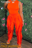 Yipinpay Tank Top & Tassel Decor Drawstring Pants Set 2023 New Fashion Two Piece Sets Female Suit