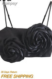Yipinpay Black Floral Crop Top Women White Sexy Tank Top Woman 2023 Off Shoulder Summer Tops Y2k Streetwear Party Corset Top Female
