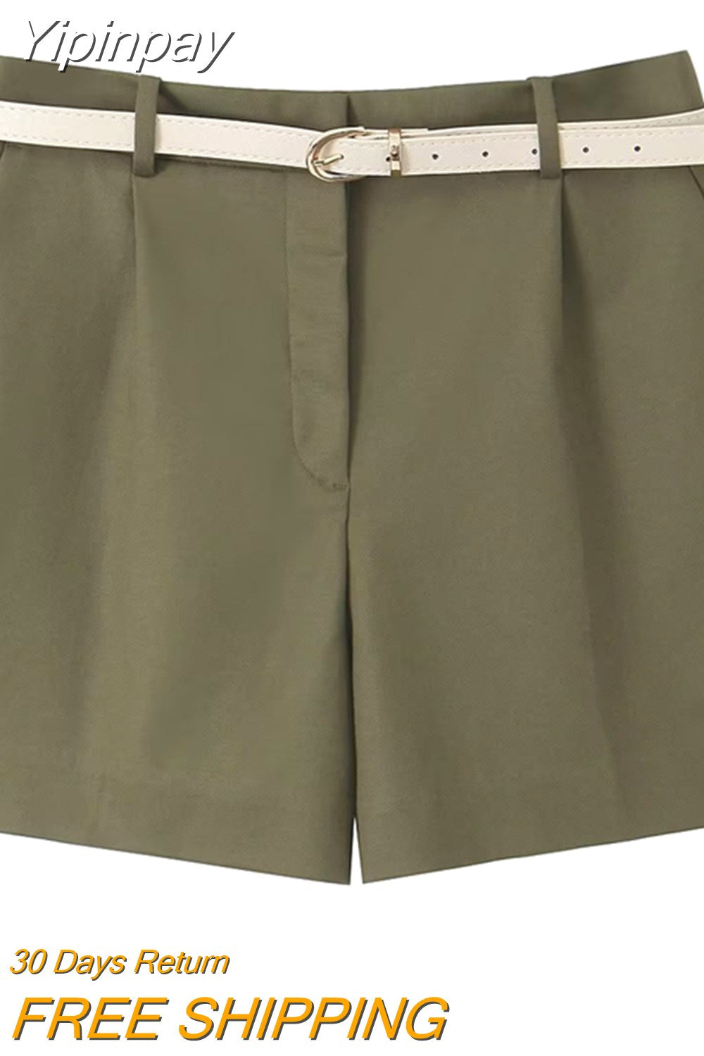 Yipinpay 2023 Fashion Women's Shorts Summer Female Chic Casual Mini Short with Belt Ladies High Waist Folds Skirts Shorts New In