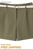 Yipinpay 2023 Fashion Women's Shorts Summer Female Chic Casual Mini Short with Belt Ladies High Waist Folds Skirts Shorts New In