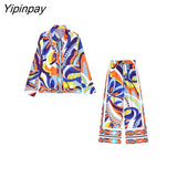 Yipinpay 2023 Print Shirt Women Vintage Long Sleeve Top Female Fashion Streetwear Collared Shirt Woman Summer Elegant Blouses