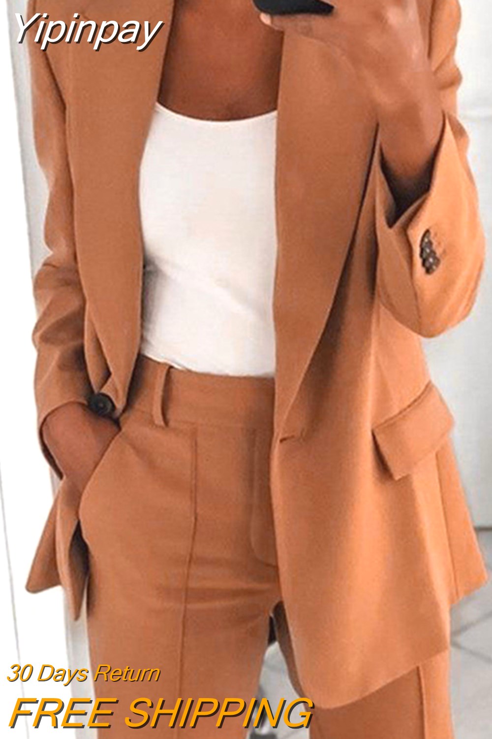 Yipinpay autumn elegant top office women's thin suit jacket single button suit jacket women's long arm monochrome jacket