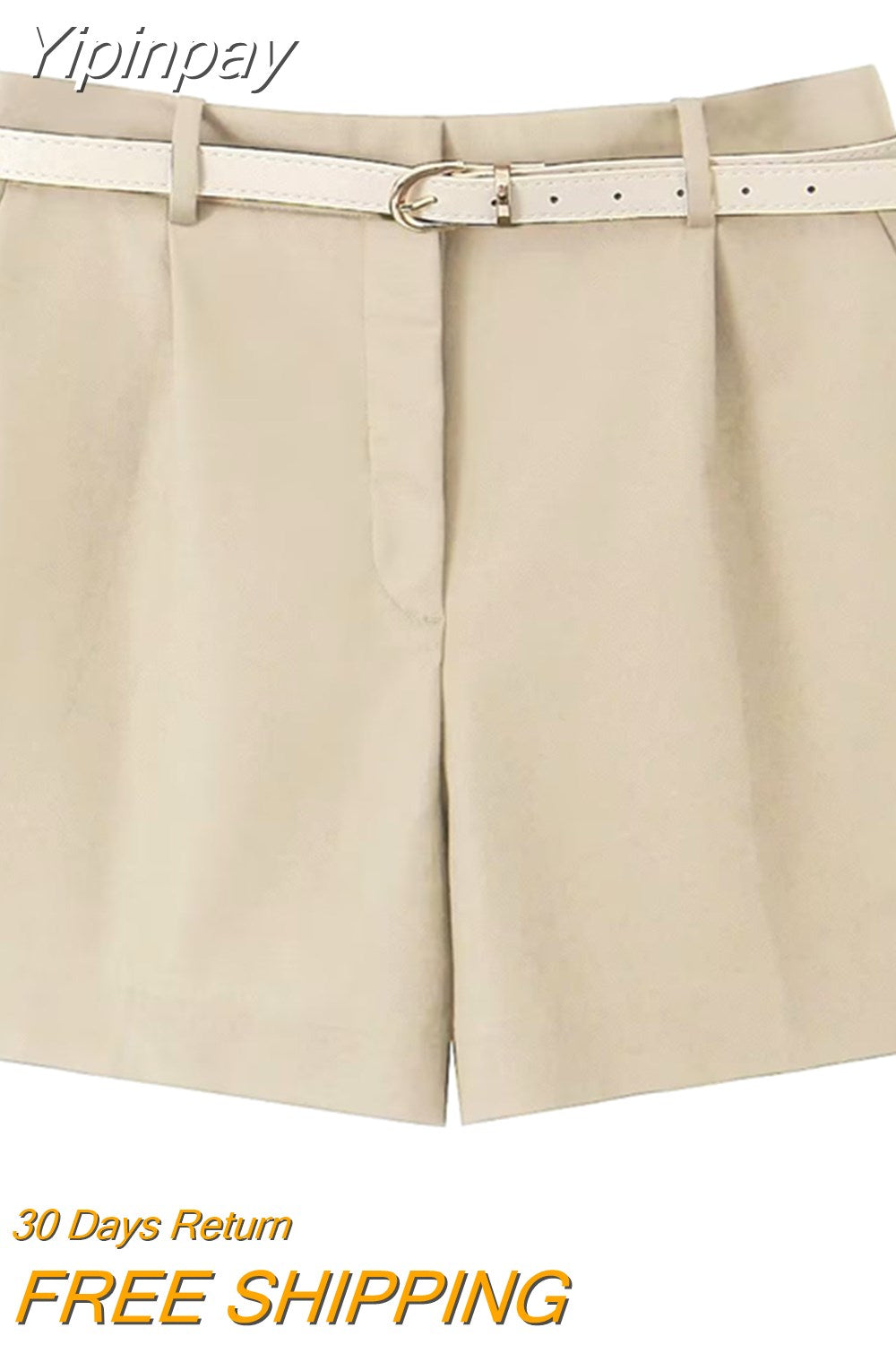 Yipinpay 2023 Fashion Women's Shorts Summer Female Chic Casual Mini Short with Belt Ladies High Waist Folds Skirts Shorts New In