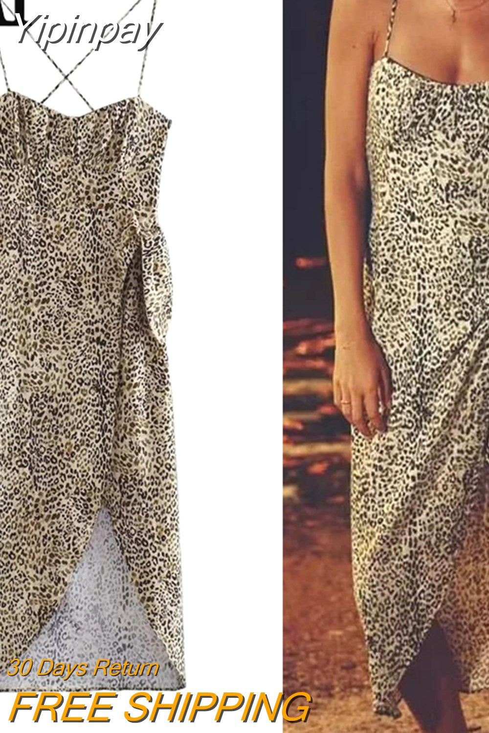 Yipinpay 2023 Leopard Print Corset Dress Woman Knot Slip Long Dress Women Summer Backless Sexy Midi Dresses Elegant Party Dresses