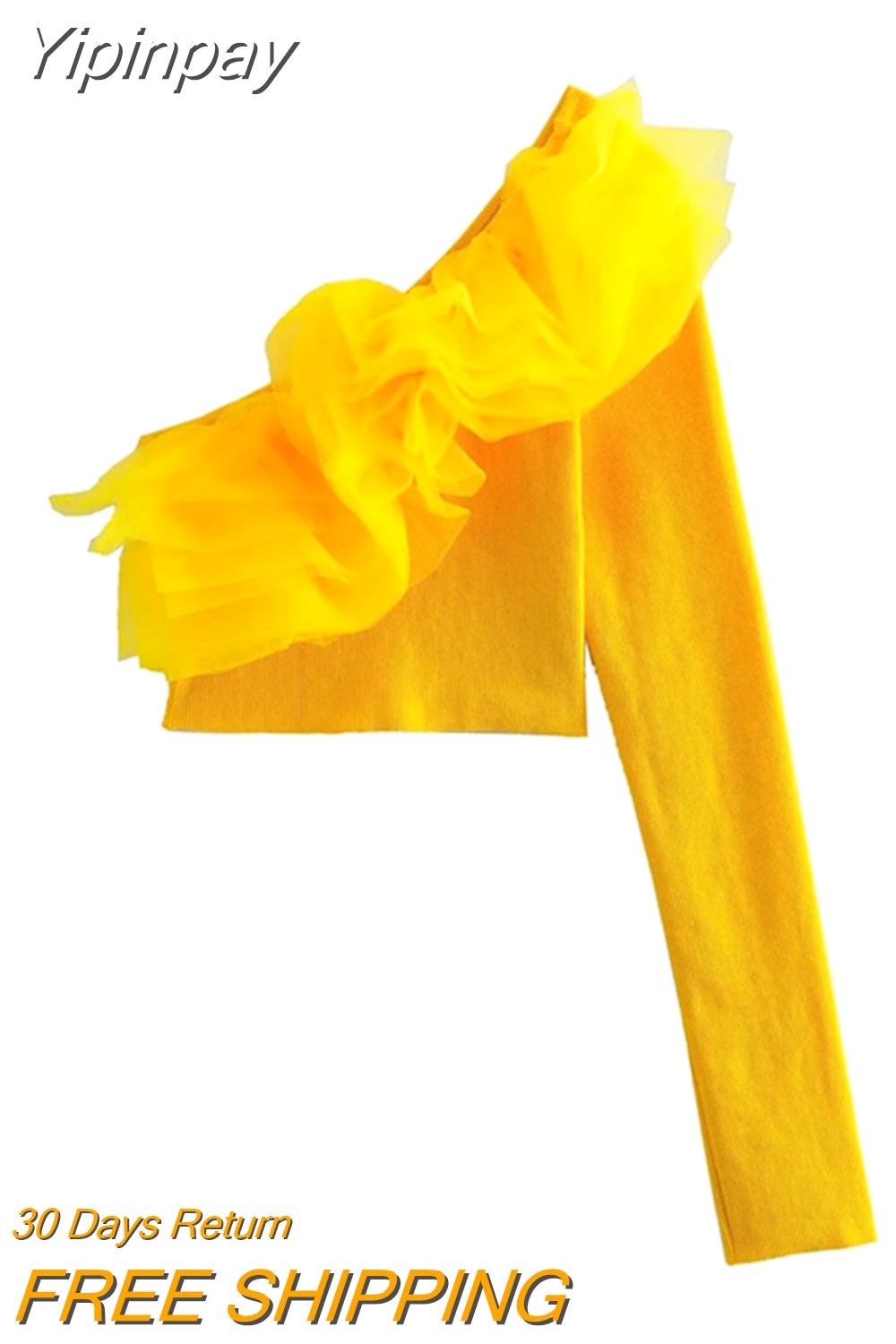 Yipinpay Ruffle Black Crop Top Women Asymmetric Knit Top Female Off Shoulder Long Sleeve Autumn Blouse Woman 2023 Organza Sexy Tops