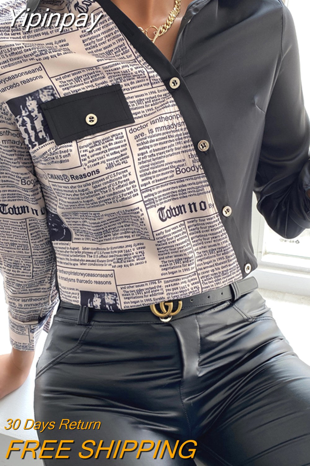 Yipinpay Print Long Sleeve Buttoned Up Shirt Casual Shirt Long Sleeve Blouse Women Top 2023