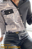 Yipinpay Print Long Sleeve Buttoned Up Shirt Casual Shirt Long Sleeve Blouse Women Top 2023