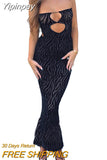 Yipinpay 2023 Sexy Spaghetti Straps Long Dresses Women Summer Back Tie Up Wrapped Bodycon Sundress Office Party Club Cutout Dress