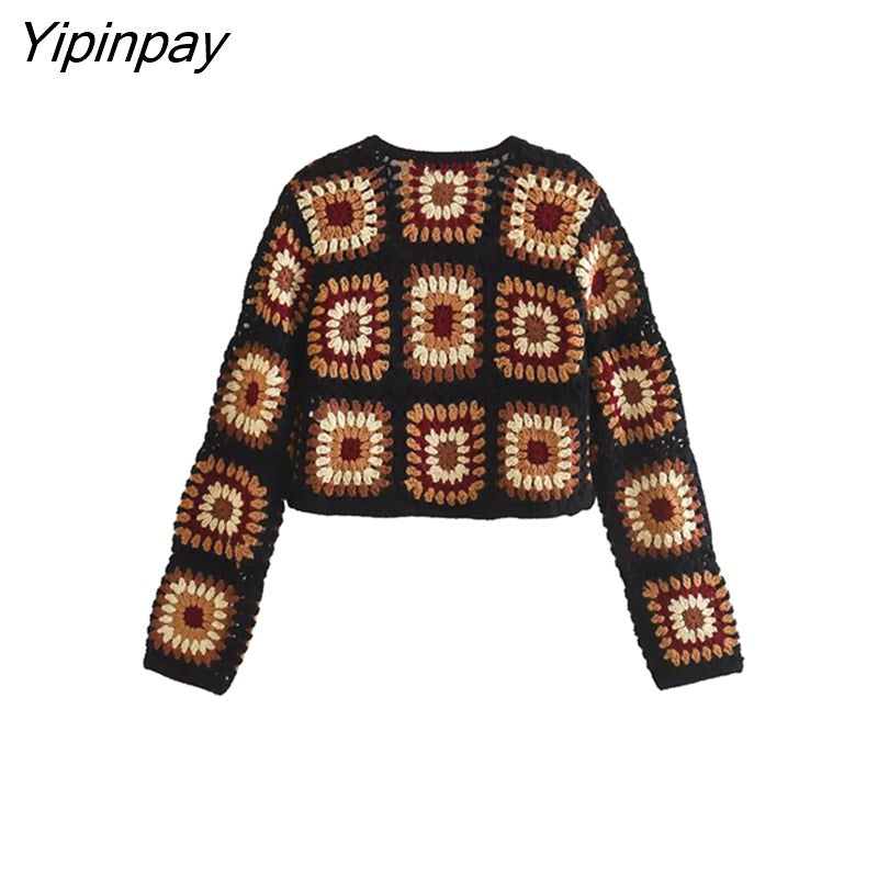 Yipinpay Spring Women Fashion Knitted Sweater Coats 2023 New Single Breasted Cardigan Tops Long Sleeve Sweet Soft Female Top