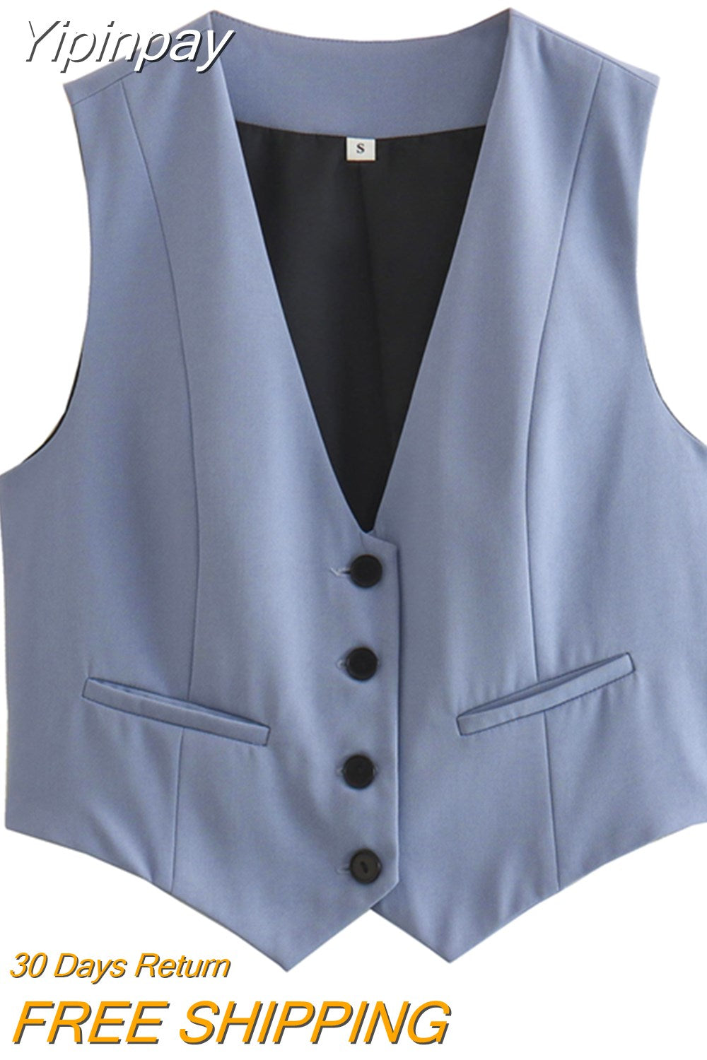 Yipinpay 2023 Fashion Women's Vest Summer Sleeveless Vests for Women Chic V-Neck Single-breasted Ladies White Waistcoat Tops New In