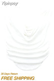 Yipinpay 2023 Pink Crop Top Women Ruched Tank Tops Y2k Streetwear Sleeveless Sexy Tops Woman Fashion Asymmetric Summer White Top