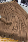 Yipinpay 2023 New Stylish Chiffon Pleated Skirt Women Solid Color Elegant Luxury Princess Fairy Midi Skirts Ladies Gentle Jupes