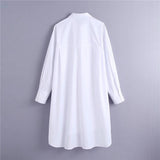 Yipinpay Oversized White Shirt Women 2023 Autumn Long Sleeve Collared Button Up Long Shirts Ladies Asymmetric Hem Casual Tops