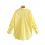 Yipinpay Top Woman Yellow Button Up Shirt Women Long Sleeve Spring 2023 Office Blouse Female Asymmetric Hem Chic Pink Shirt