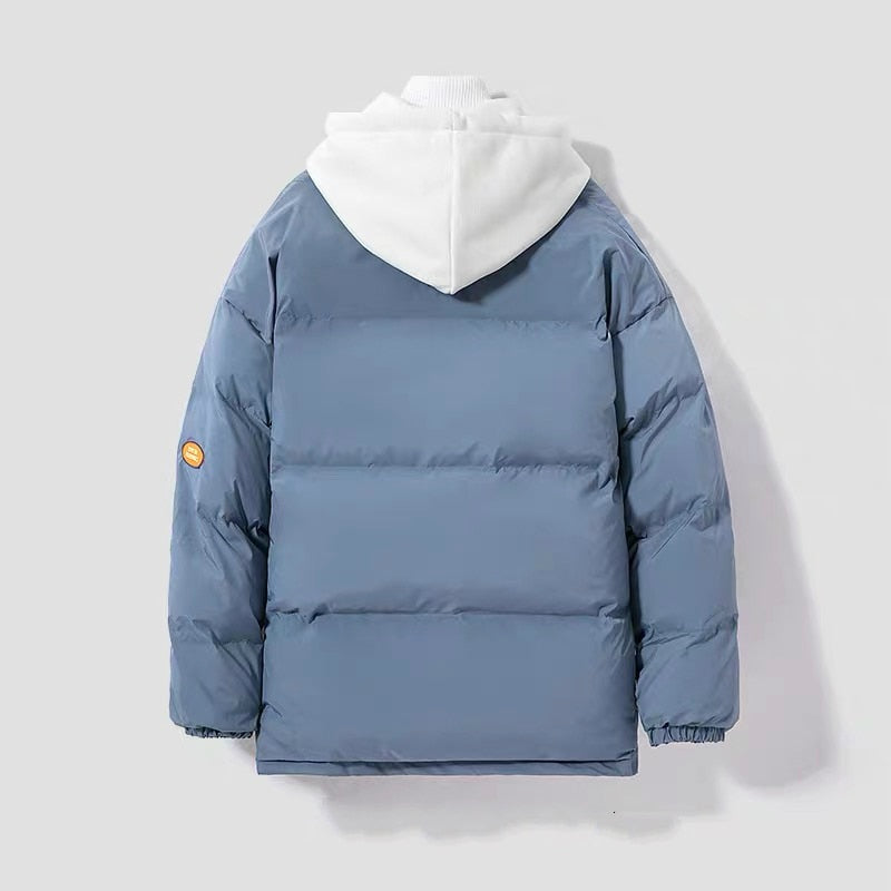 Yipinpay Thicken Women Coats And Jackets Winter Casual Fake Two Piece Cotton Jacket Stitching Hood