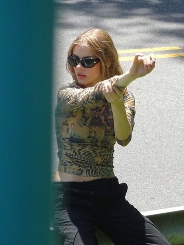 Yipinpay High Street Hip Hop Print T-Shirts Women Y2K O-Neck Long Sleeve Slim Tee Shirt 2023 Spring Femme Harajuku Basic Tops