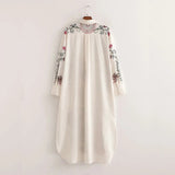 Yipinpay 2023 Print Long Shirt Women Button Up White Shirt Woman Vintage Long Sleeve Blouse Female Asymmetric Hem Summer Top