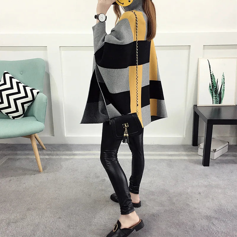 Yipinpay Winter Shawl Warm Casual Loose Knitted Tops 2024 Women Pullover Female Sweater Fashion