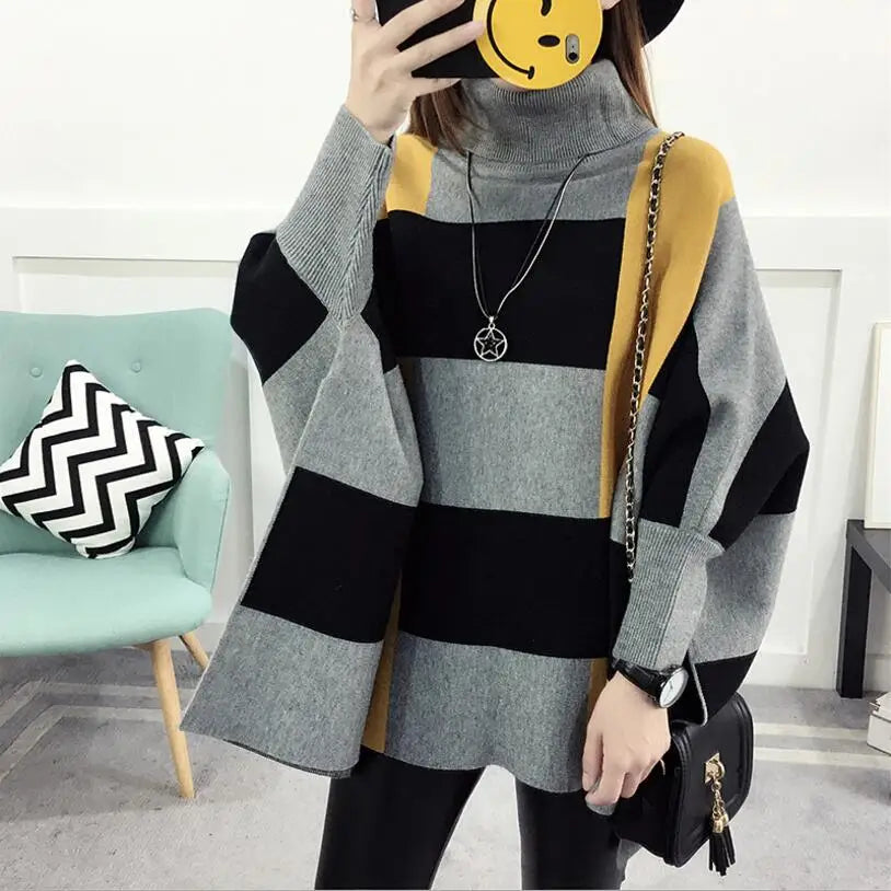 Yipinpay Winter Shawl Warm Casual Loose Knitted Tops 2024 Women Pullover Female Sweater Fashion
