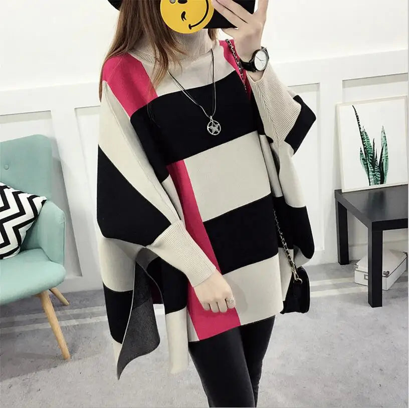 Yipinpay Winter Shawl Warm Casual Loose Knitted Tops 2024 Women Pullover Female Sweater Fashion