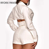 Yipinpay Women Soild  V-neck Buttons Criss-Cross Backless Top with Buttons Shorts Two Piece Set