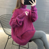 Yipinpay Loose Lazy Wind Long Sweater Women Long Sleeve Striped Jacquard Straight Knitted Sweater Women Female Spring Autumn