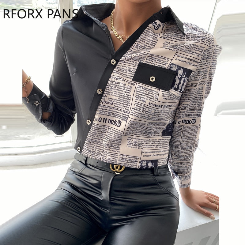 Yipinpay Print Long Sleeve Buttoned Up Shirt Casual Shirt Long Sleeve Blouse Women Top 2023